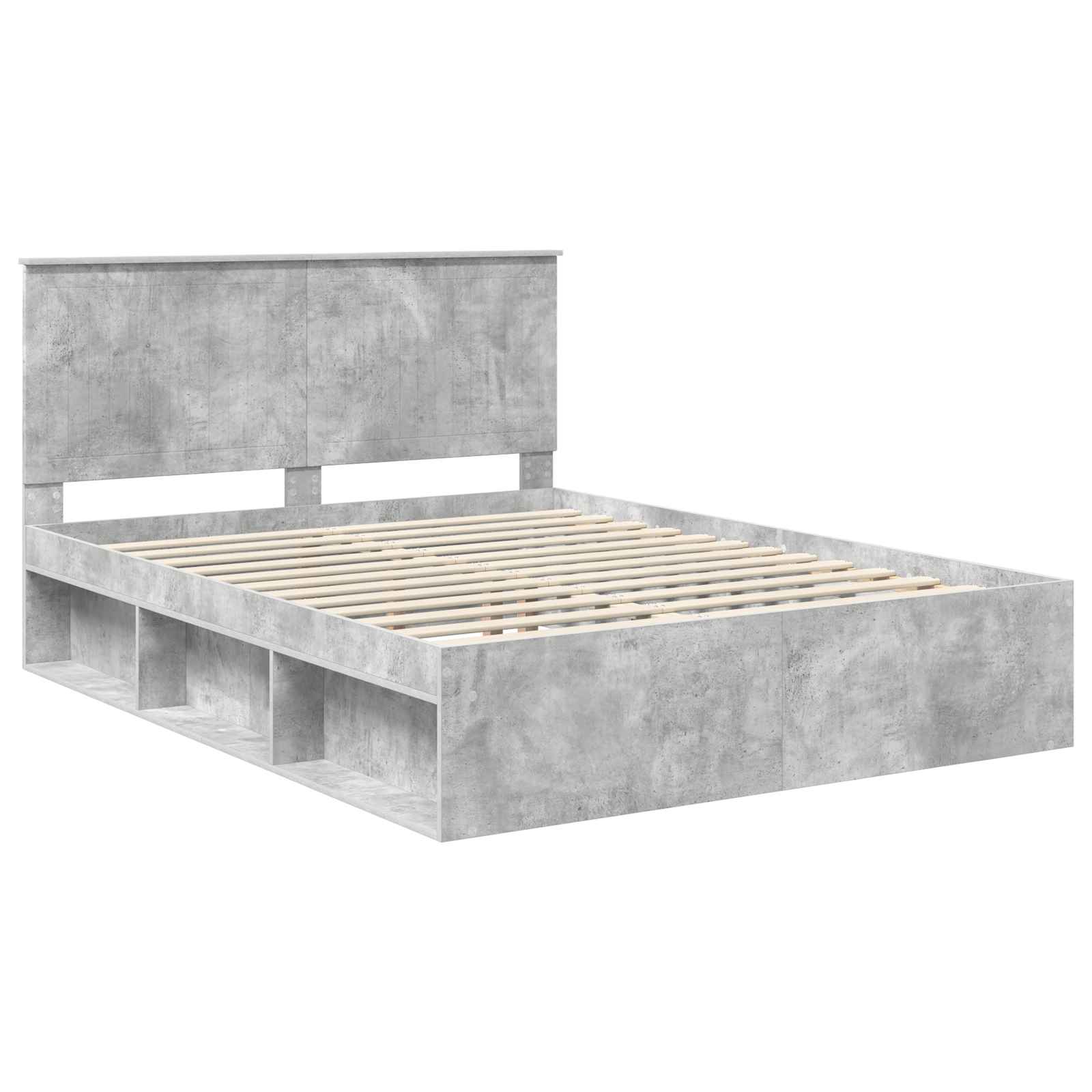 vidaXL Ramka łóżka Szary beton 150 x 200 cm Lite drewno sosnowe
