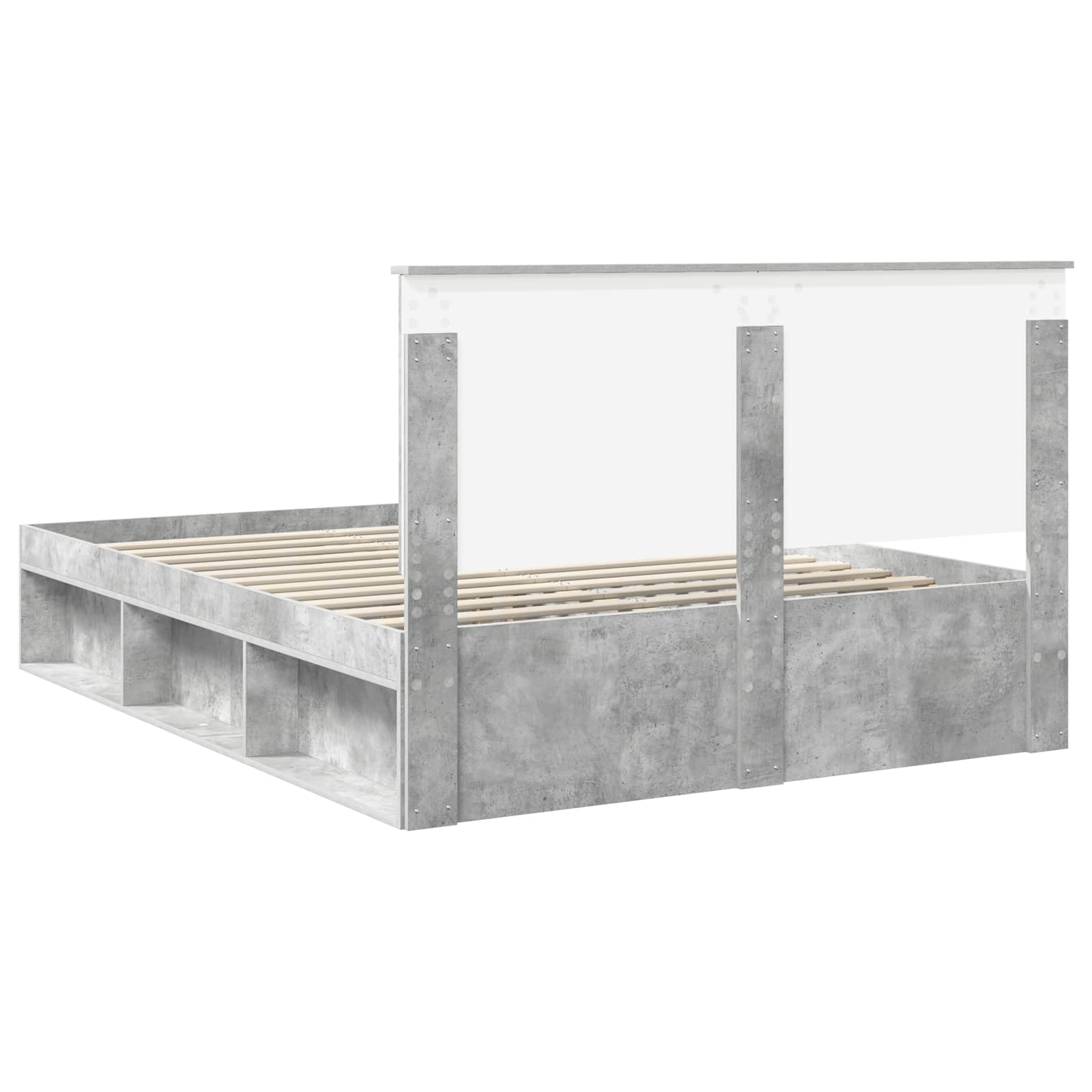 vidaXL Ramka łóżka Szary beton 150 x 200 cm Lite drewno sosnowe