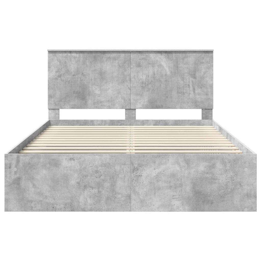 vidaXL Ramka łóżka Szary beton 150 x 200 cm Lite drewno sosnowe