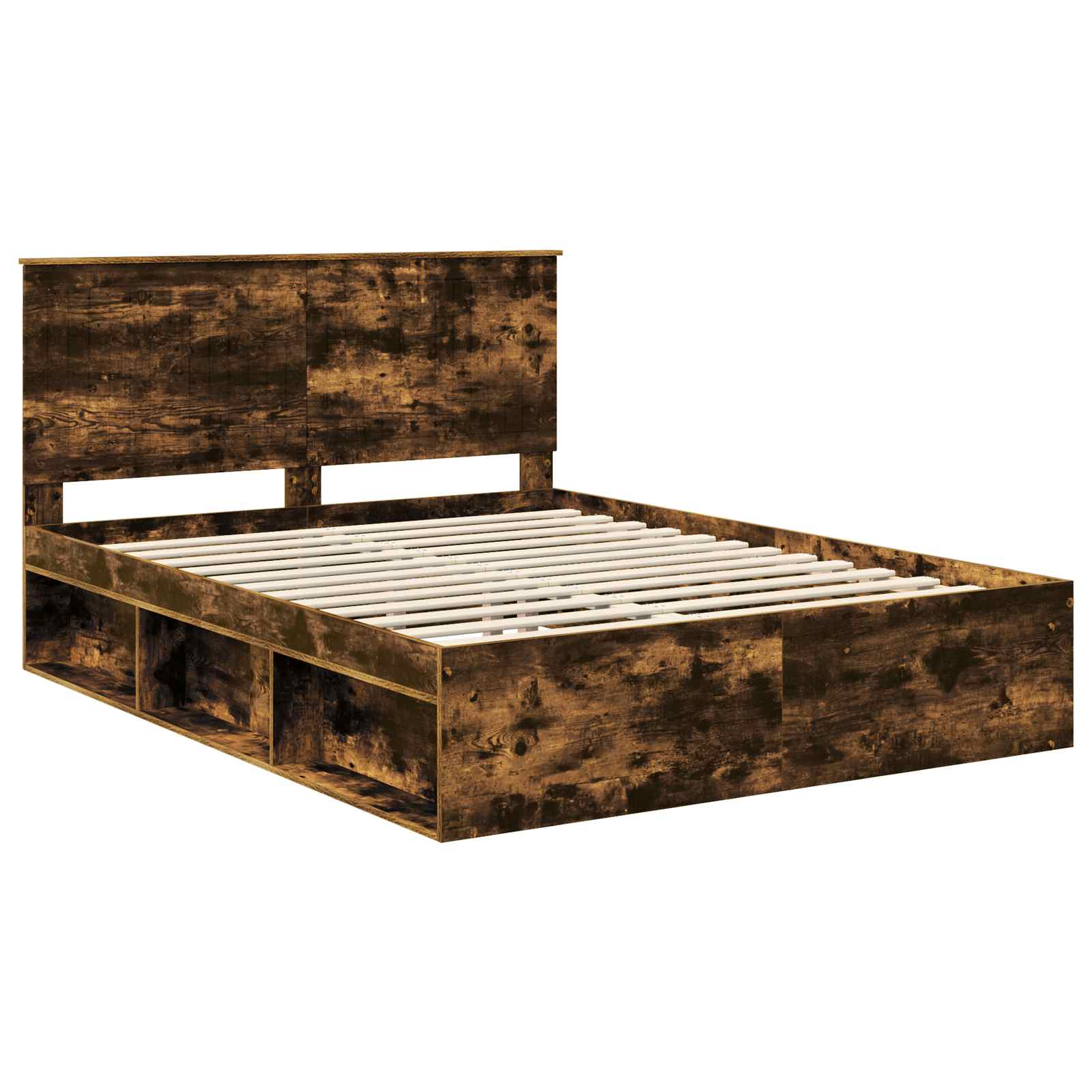 vidaXL Ramka łóżka Dąb wędzony 150 x 200 cm Lite drewno sosnowe