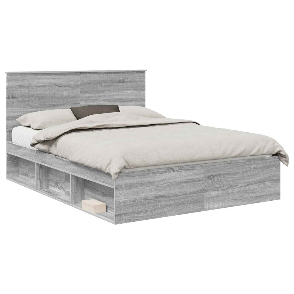 vidaXL Ramka łóżka Szary Sonoma 150 x 200 cm Lite drewno sosnowe
