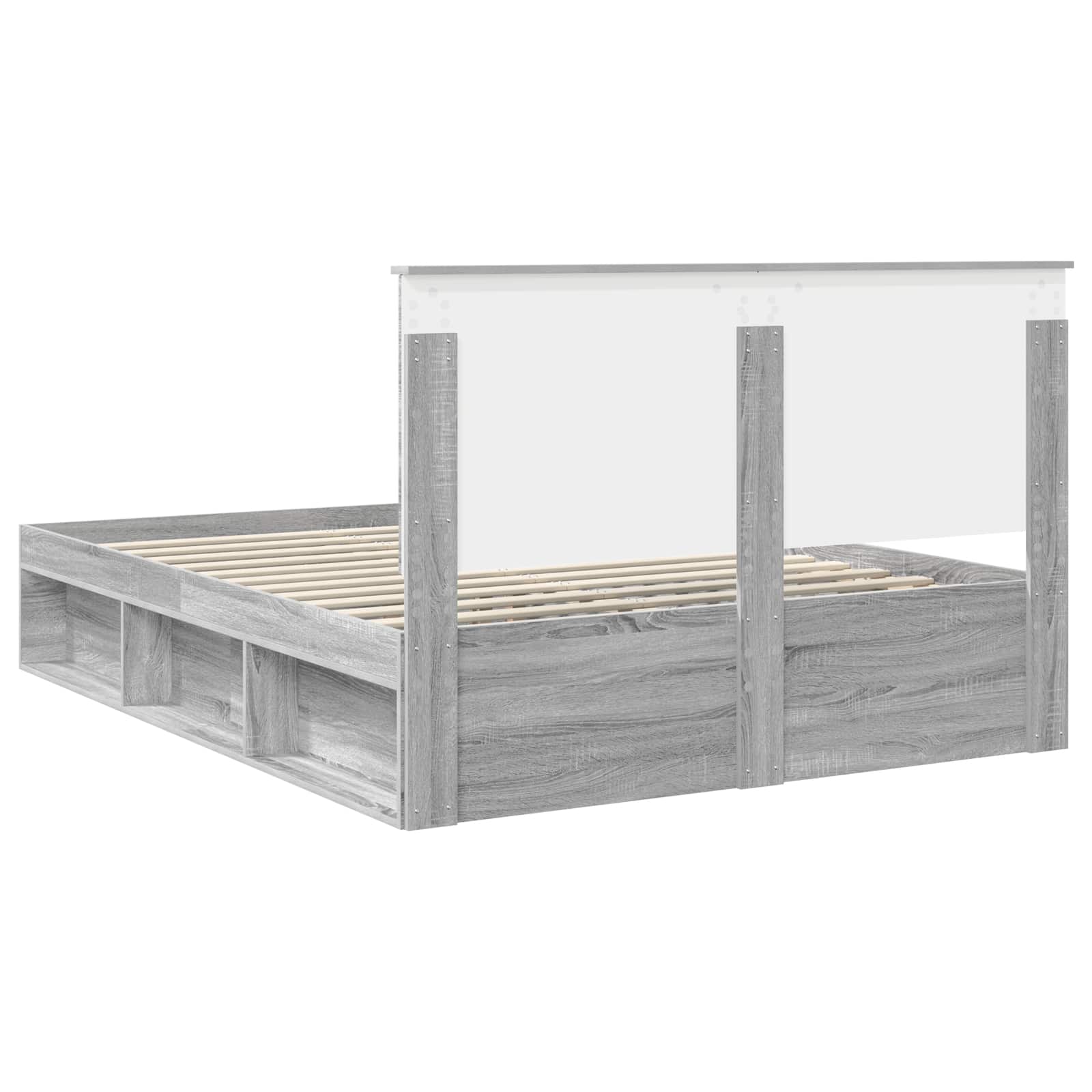 vidaXL Ramka łóżka Szary Sonoma 150 x 200 cm Lite drewno sosnowe