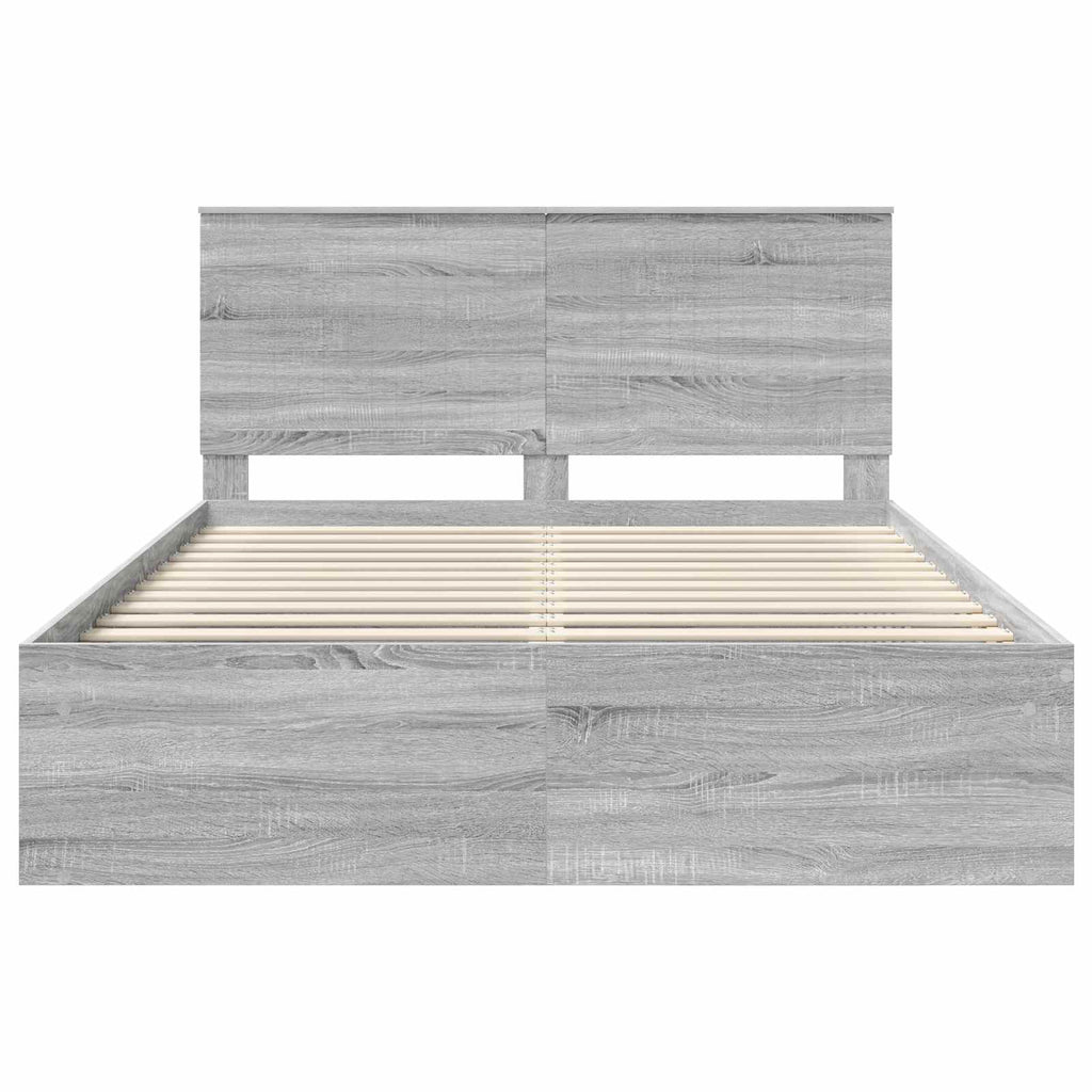 vidaXL Ramka łóżka Szary Sonoma 150 x 200 cm Lite drewno sosnowe