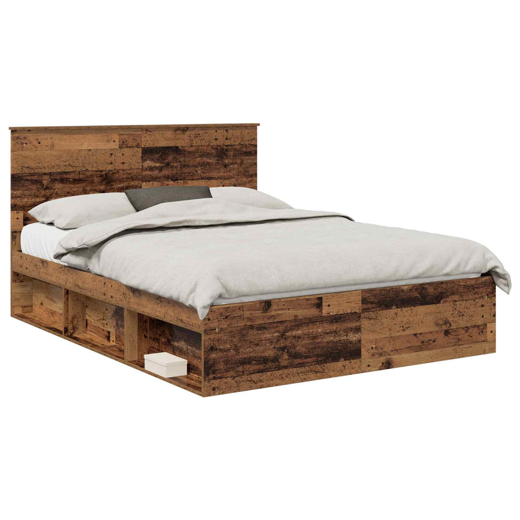 vidaXL Ramka łóżka Stare drewno 150 x 200 cm Lite drewno sosnowe