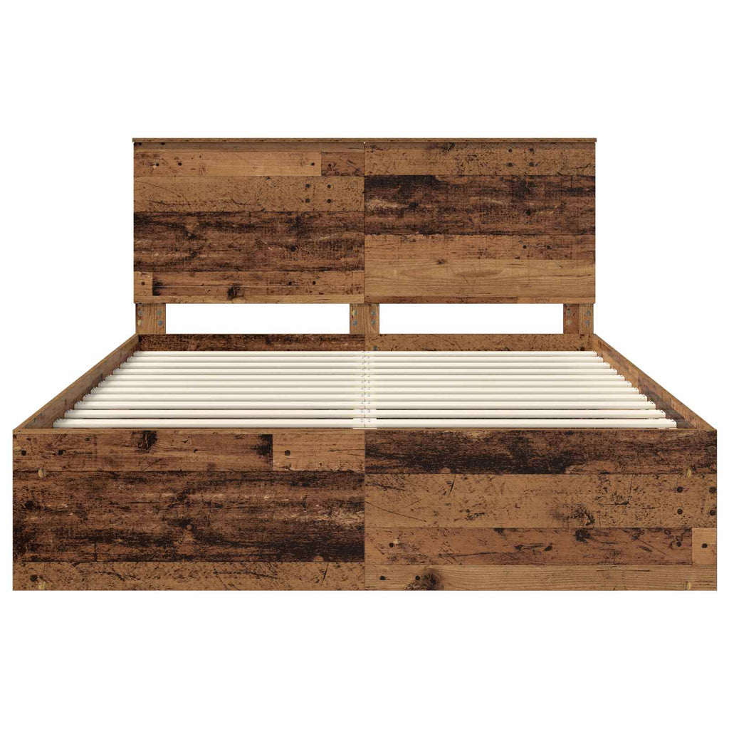 vidaXL Ramka łóżka Stare drewno 150 x 200 cm Lite drewno sosnowe