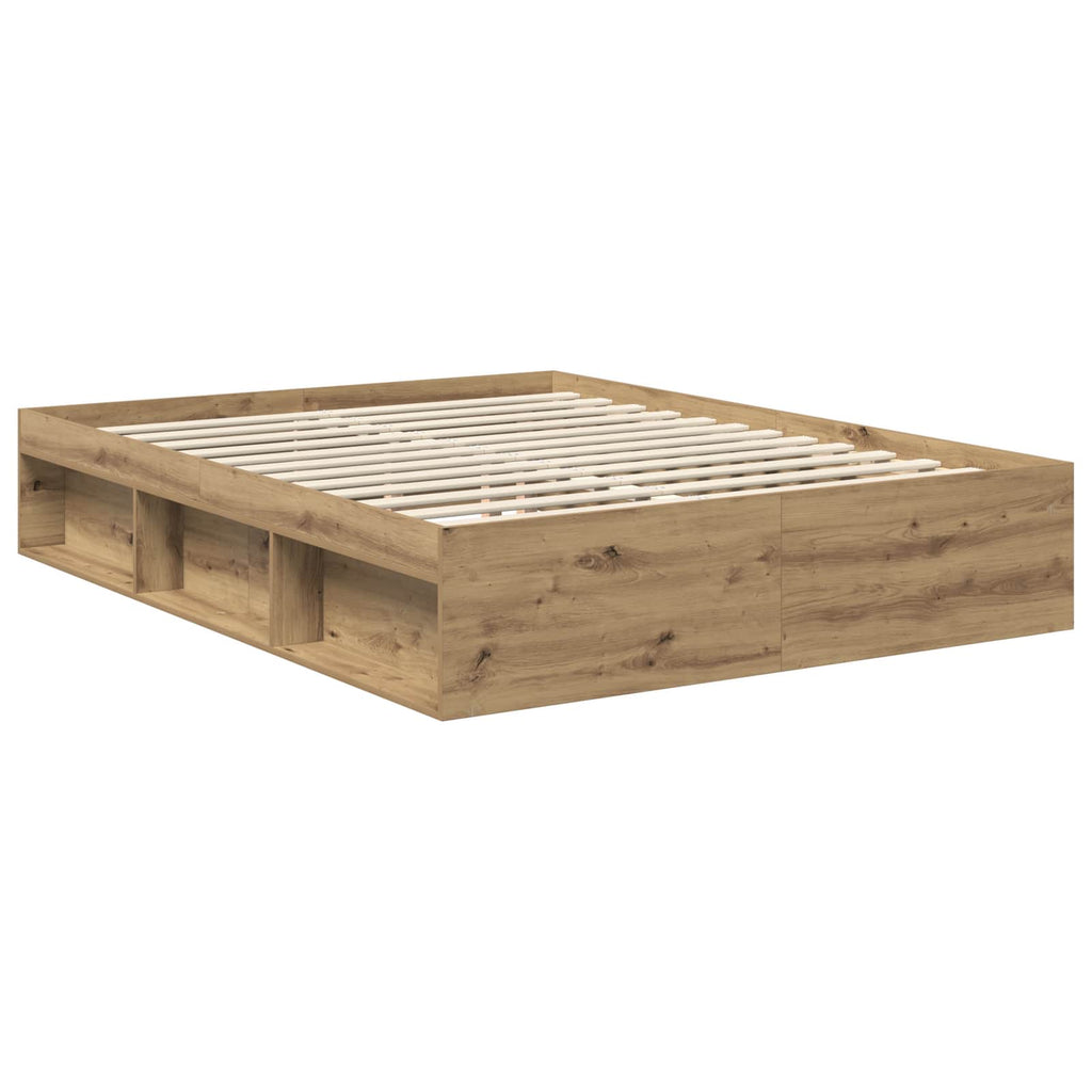 vidaXL Ramka łóżka Dąb rzemieślniczy 150 x 200 cm Lite drewno sosnowe