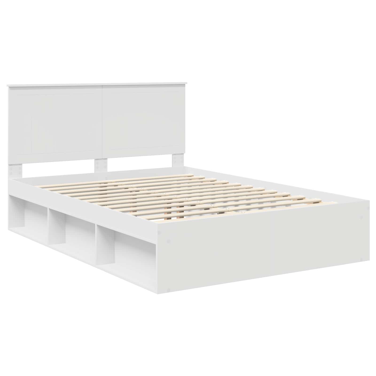 vidaXL Ramka łóżka Z zagłówkiem Biały 140 x 200 cm Lite drewno sosnowe