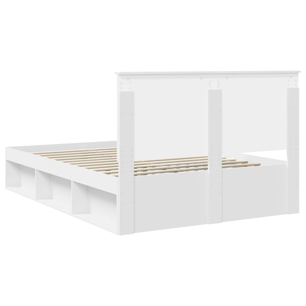 vidaXL Ramka łóżka Z zagłówkiem Biały 140 x 200 cm Lite drewno sosnowe