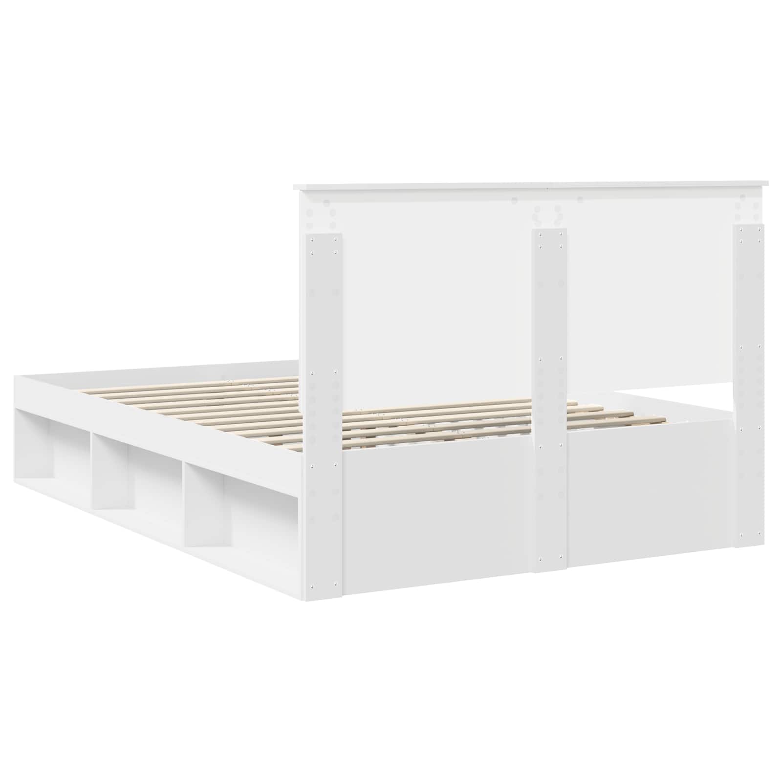 vidaXL Ramka łóżka Z zagłówkiem Biały 140 x 200 cm Lite drewno sosnowe