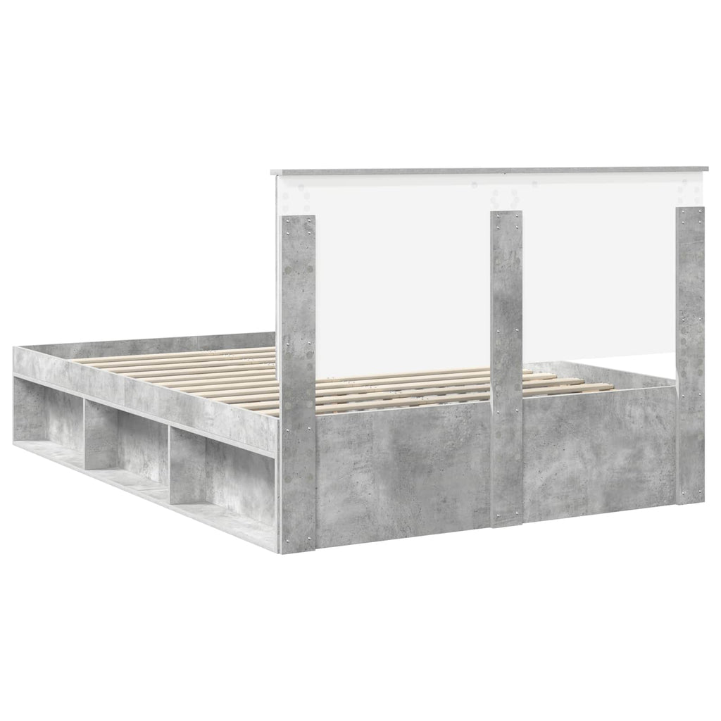 vidaXL Ramka łóżka Betonowy 140 x 200 cm Lite drewno sosnowe