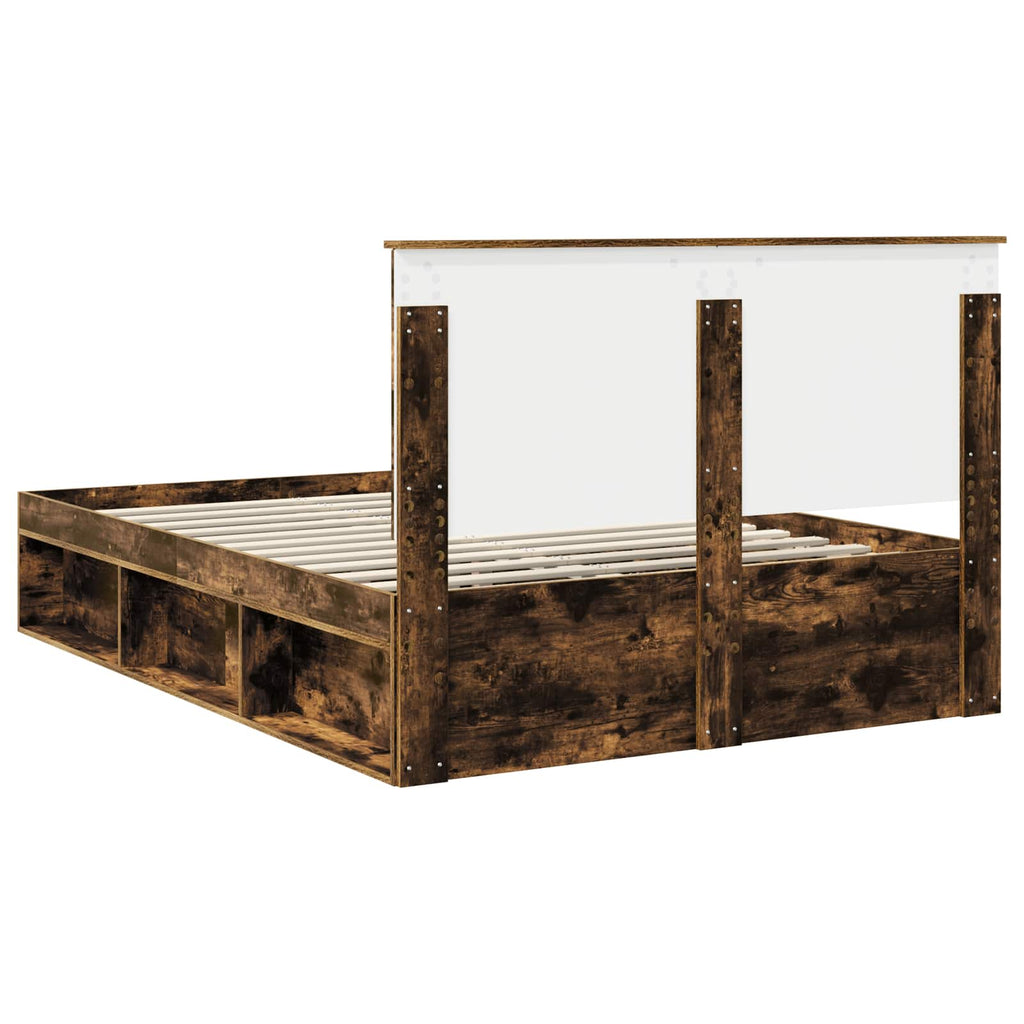 vidaXL Ramka łóżka Dąb wędzony 140 x 200 cm Lite drewno sosnowe