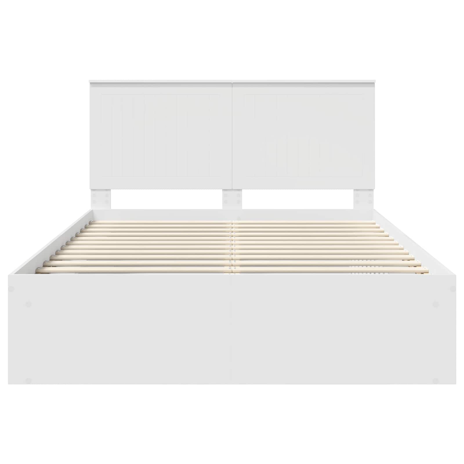 vidaXL Ramka łóżka Z zagłówkiem Biały 140 x 190 cm Lite drewno sosnowe