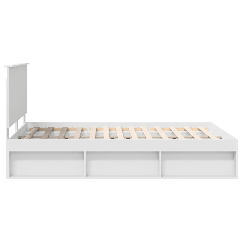 vidaXL Ramka łóżka Z zagłówkiem Biały 140 x 190 cm Lite drewno sosnowe