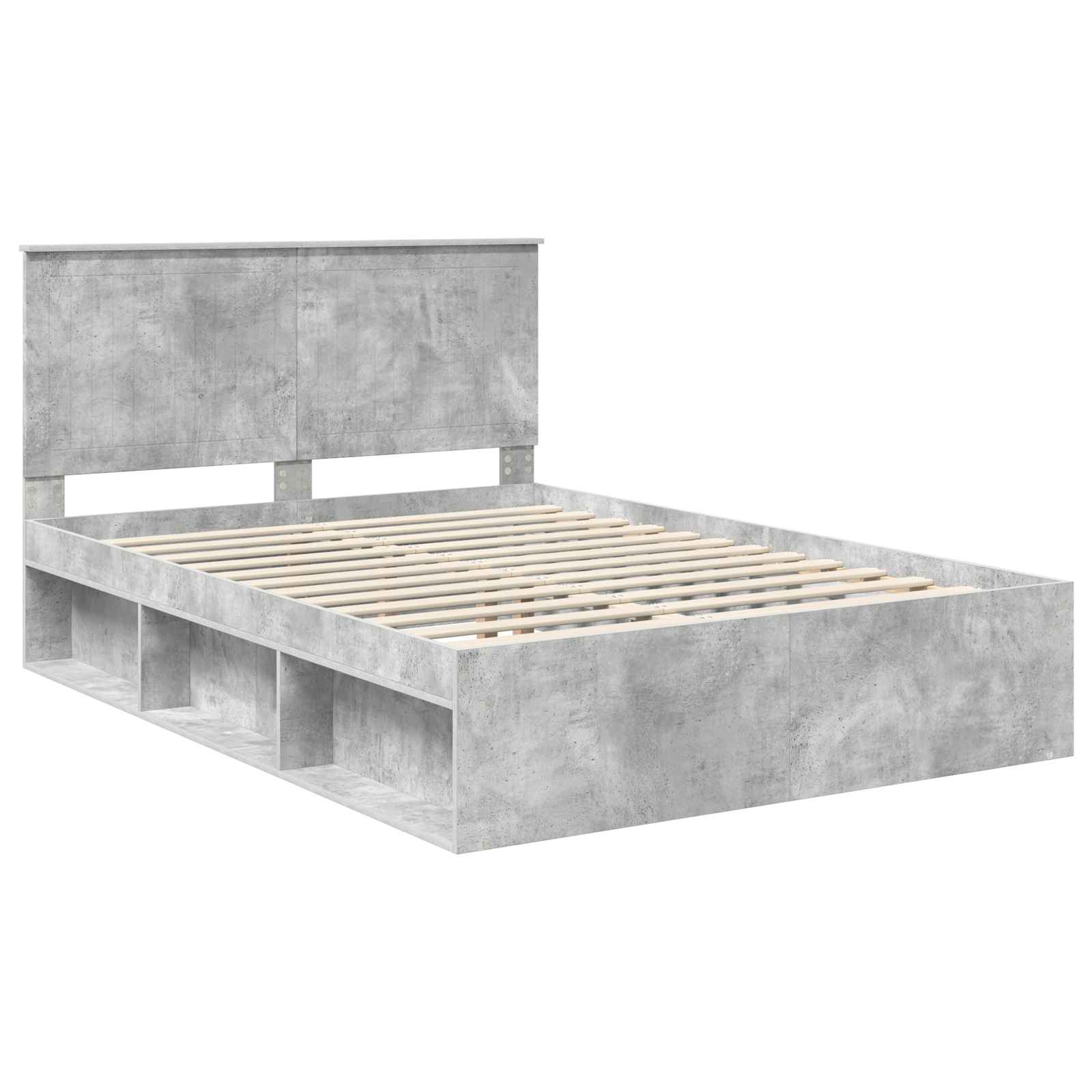 vidaXL Ramka łóżka Betonowy 140 x 190 cm Lite drewno sosnowe