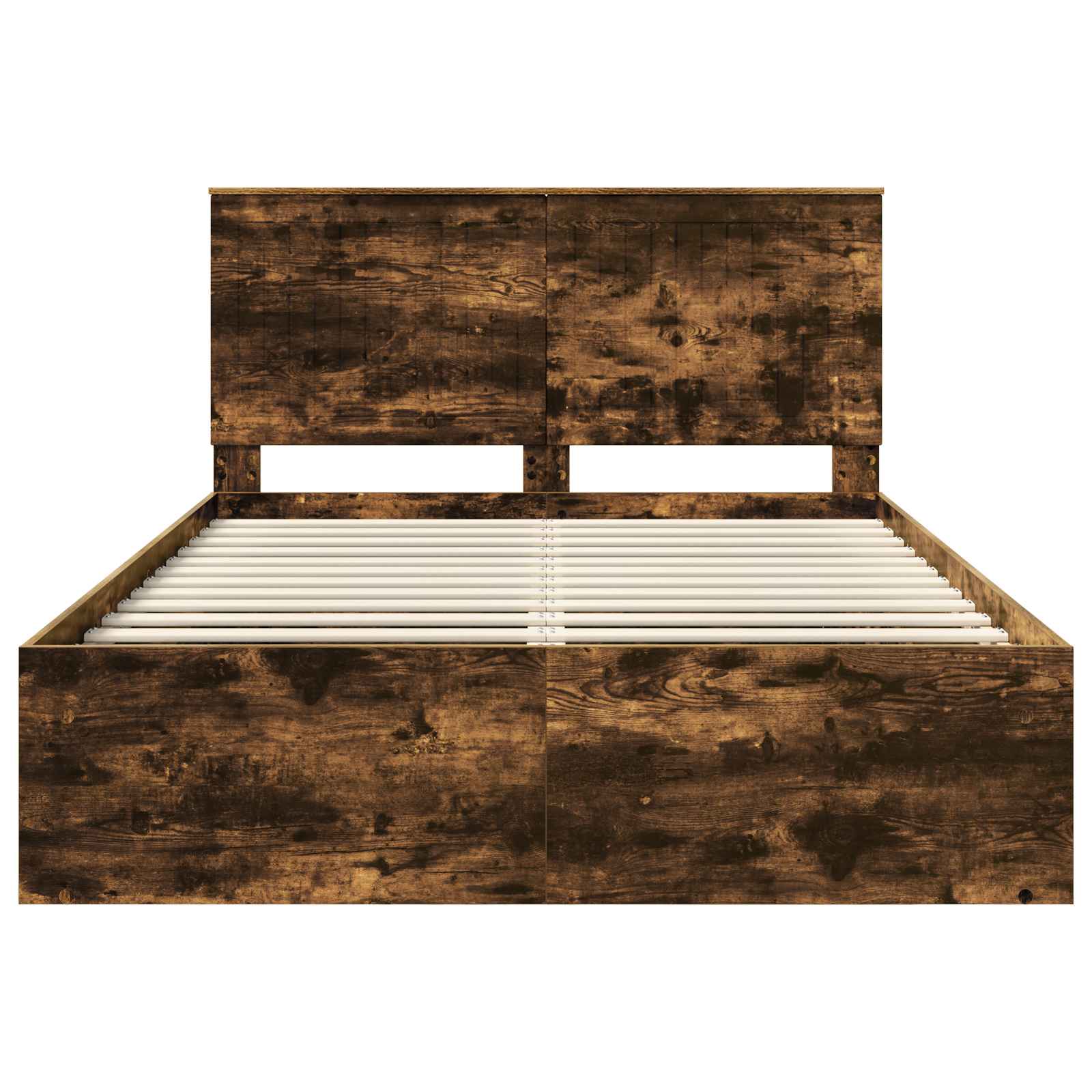 vidaXL Ramka łóżka Dąb wędzony 140 x 190 cm Lite drewno sosnowe