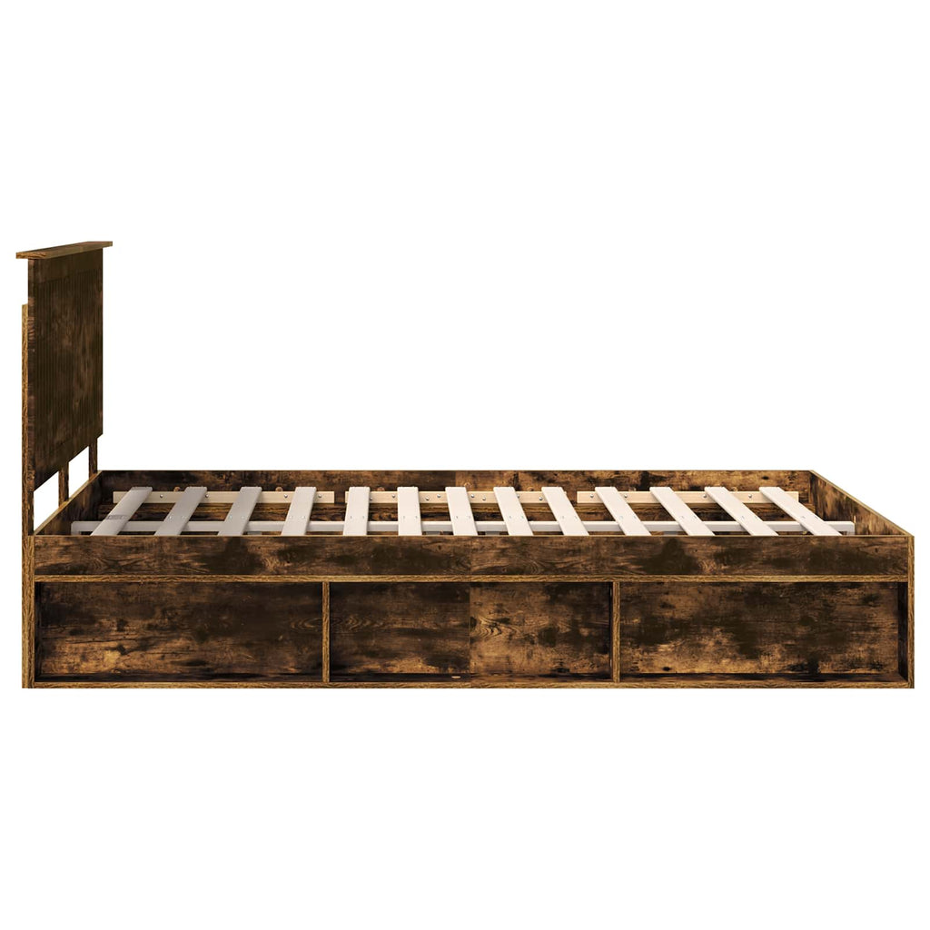 vidaXL Ramka łóżka Dąb wędzony 140 x 190 cm Lite drewno sosnowe