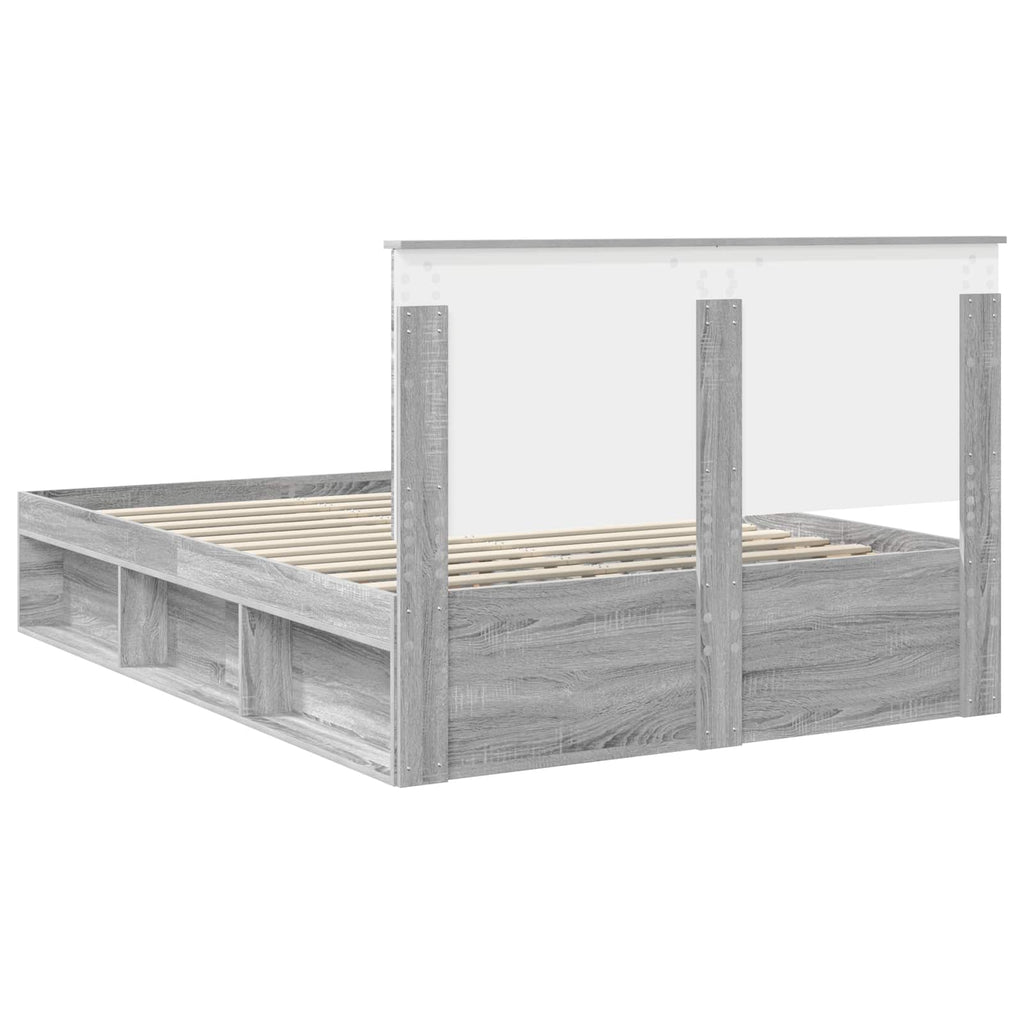 vidaXL Ramka łóżka Szary Sonoma 140 x 190 cm Lite drewno sosnowe