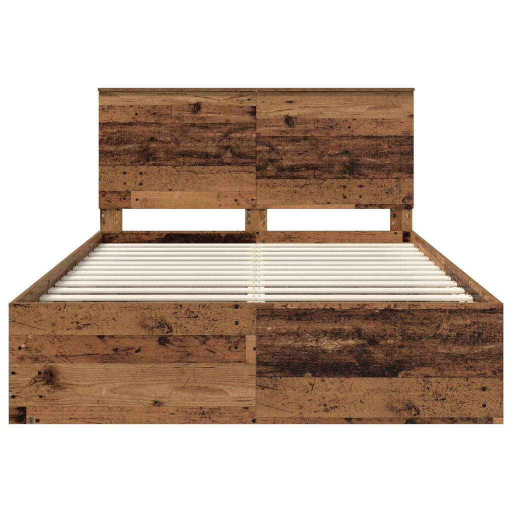 vidaXL Ramka łóżka Stare drewno 140 x 190 cm Lite drewno sosnowe