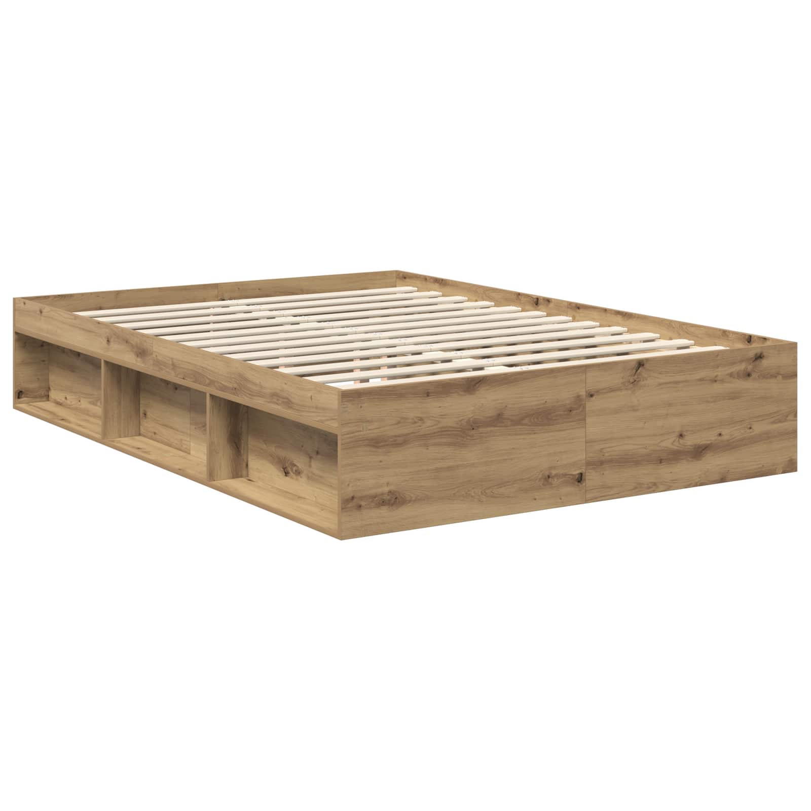 vidaXL Ramka łóżka Dąb rzemieślniczy 140 x 190 cm Lite drewno sosnowe
