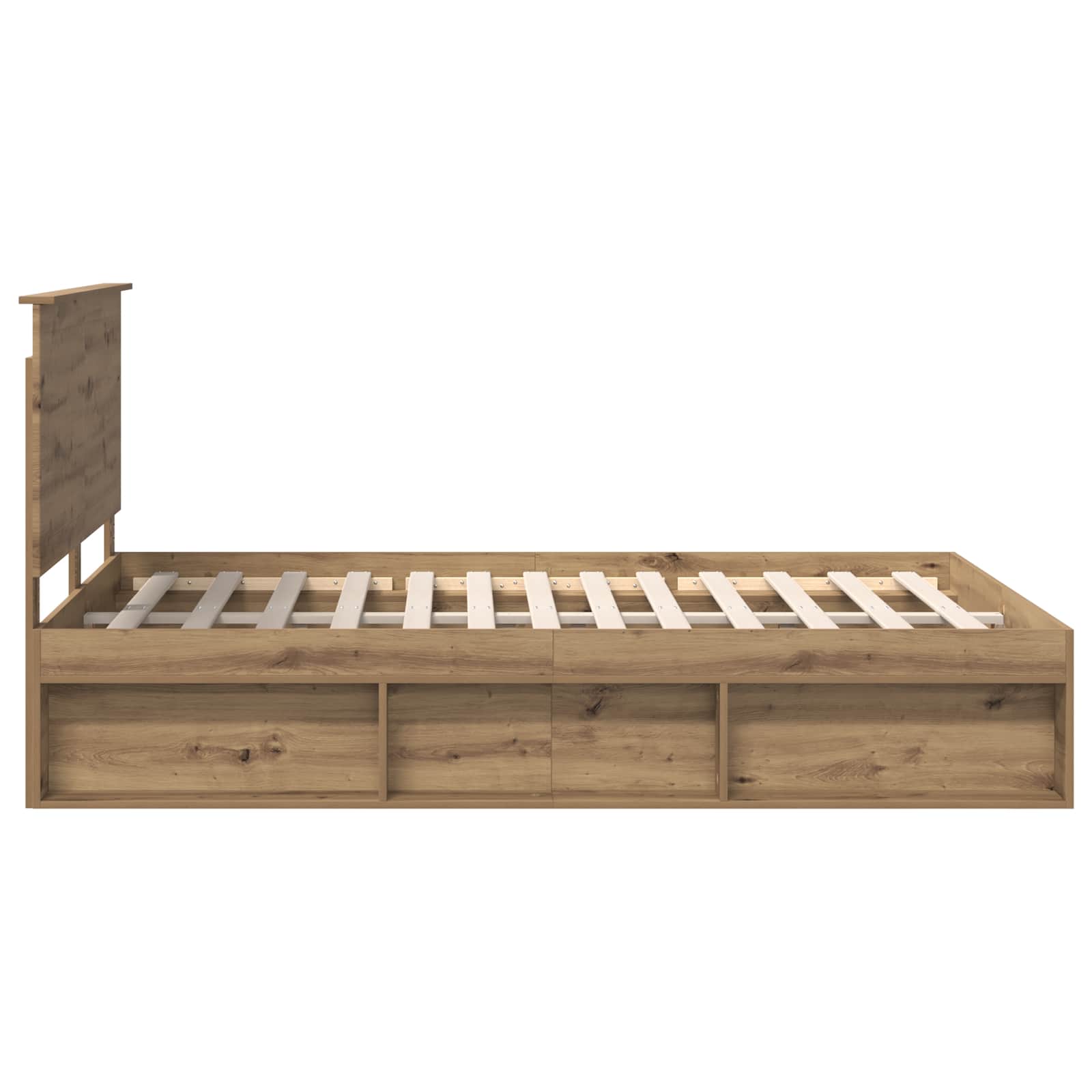 vidaXL Ramka łóżka Dąb rzemieślniczy 140 x 190 cm Lite drewno sosnowe