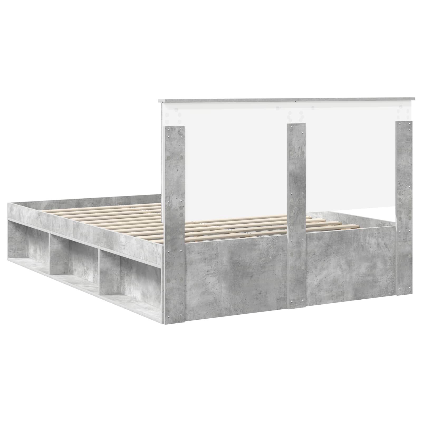 vidaXL Ramka łóżka Szary beton 135 x 190 cm Lite drewno sosnowe