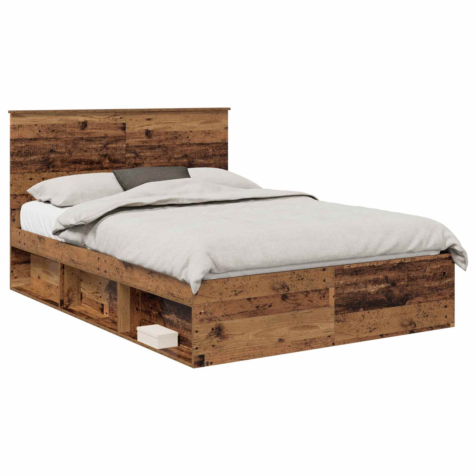 vidaXL Ramka łóżka Stare drewno 135 x 190 cm Lite drewno sosnowe