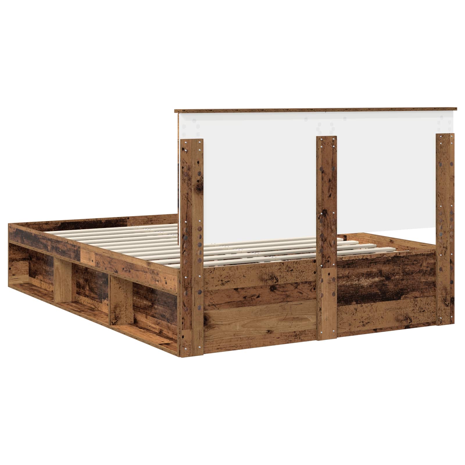 vidaXL Ramka łóżka Stare drewno 135 x 190 cm Lite drewno sosnowe