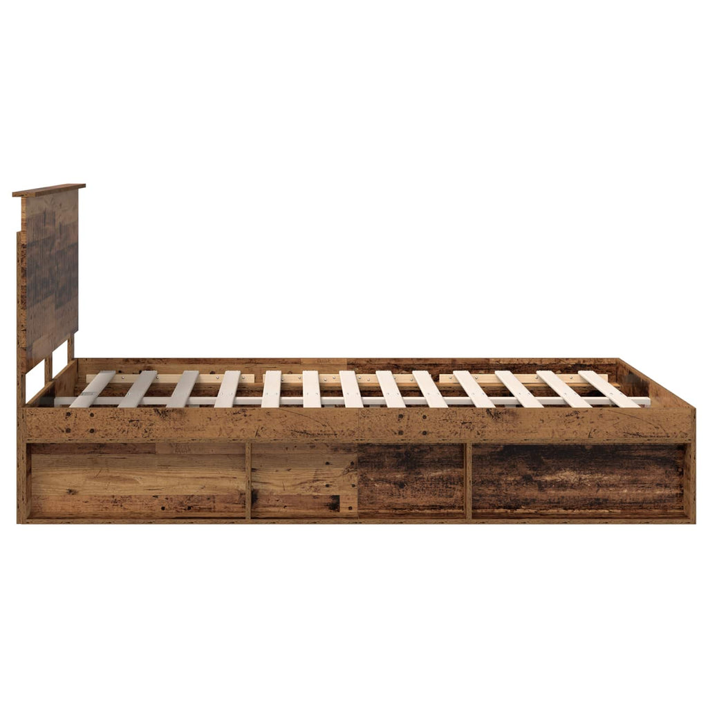 vidaXL Ramka łóżka Stare drewno 135 x 190 cm Lite drewno sosnowe