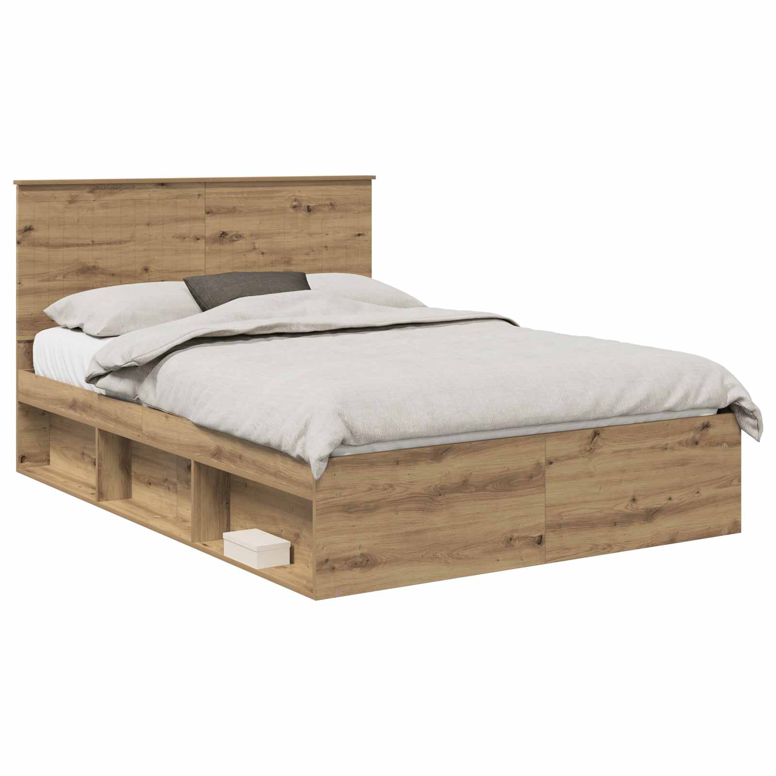 vidaXL Ramka łóżka Dąb rzemieślniczy 135 x 190 cm Lite drewno sosnowe