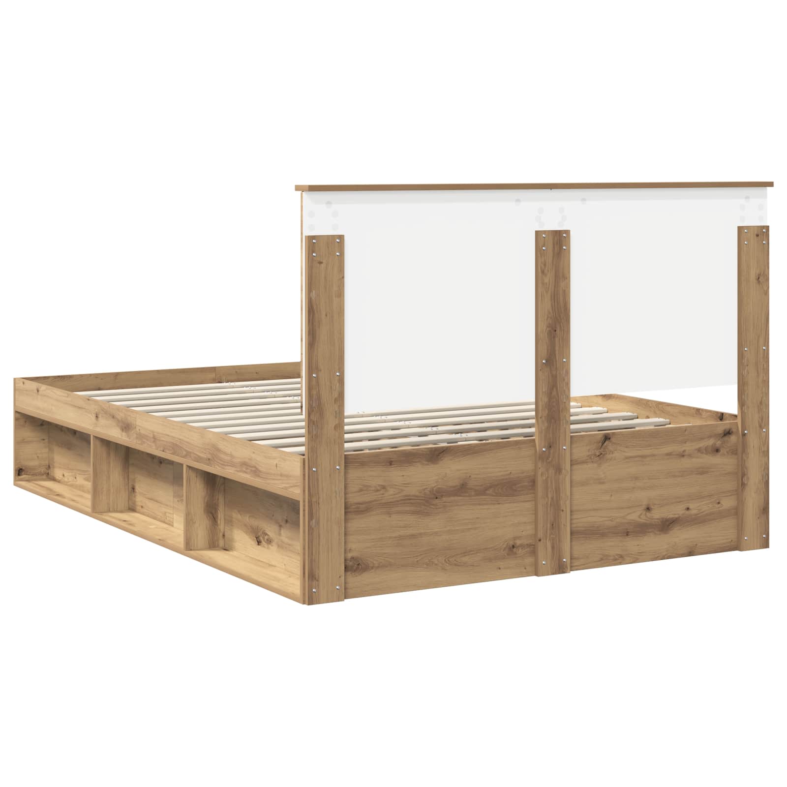 vidaXL Ramka łóżka Dąb rzemieślniczy 135 x 190 cm Lite drewno sosnowe