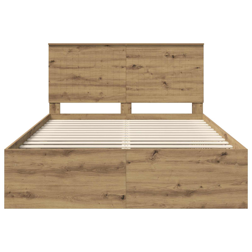 vidaXL Ramka łóżka Dąb rzemieślniczy 135 x 190 cm Lite drewno sosnowe