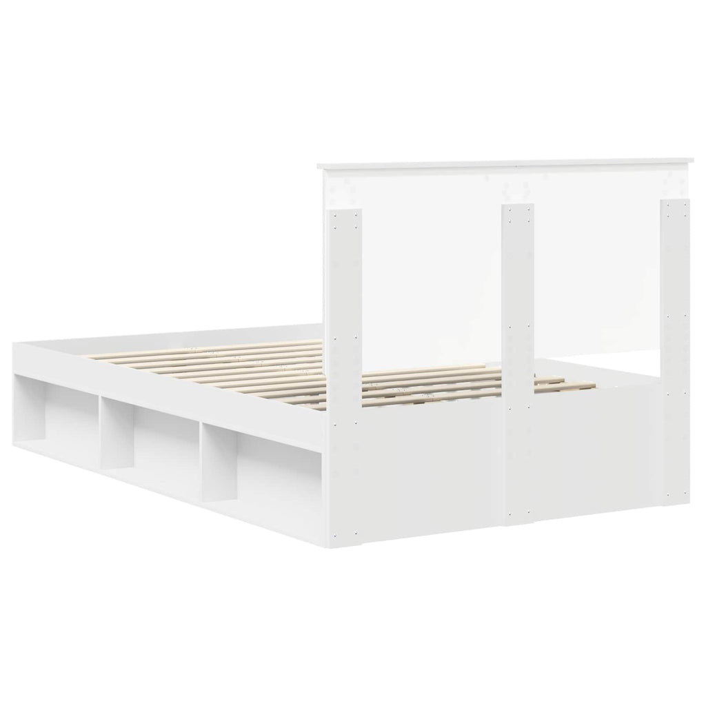 vidaXL Ramka łóżka Z zagłówkiem Biały 120 x 200 cm Lite drewno sosnowe