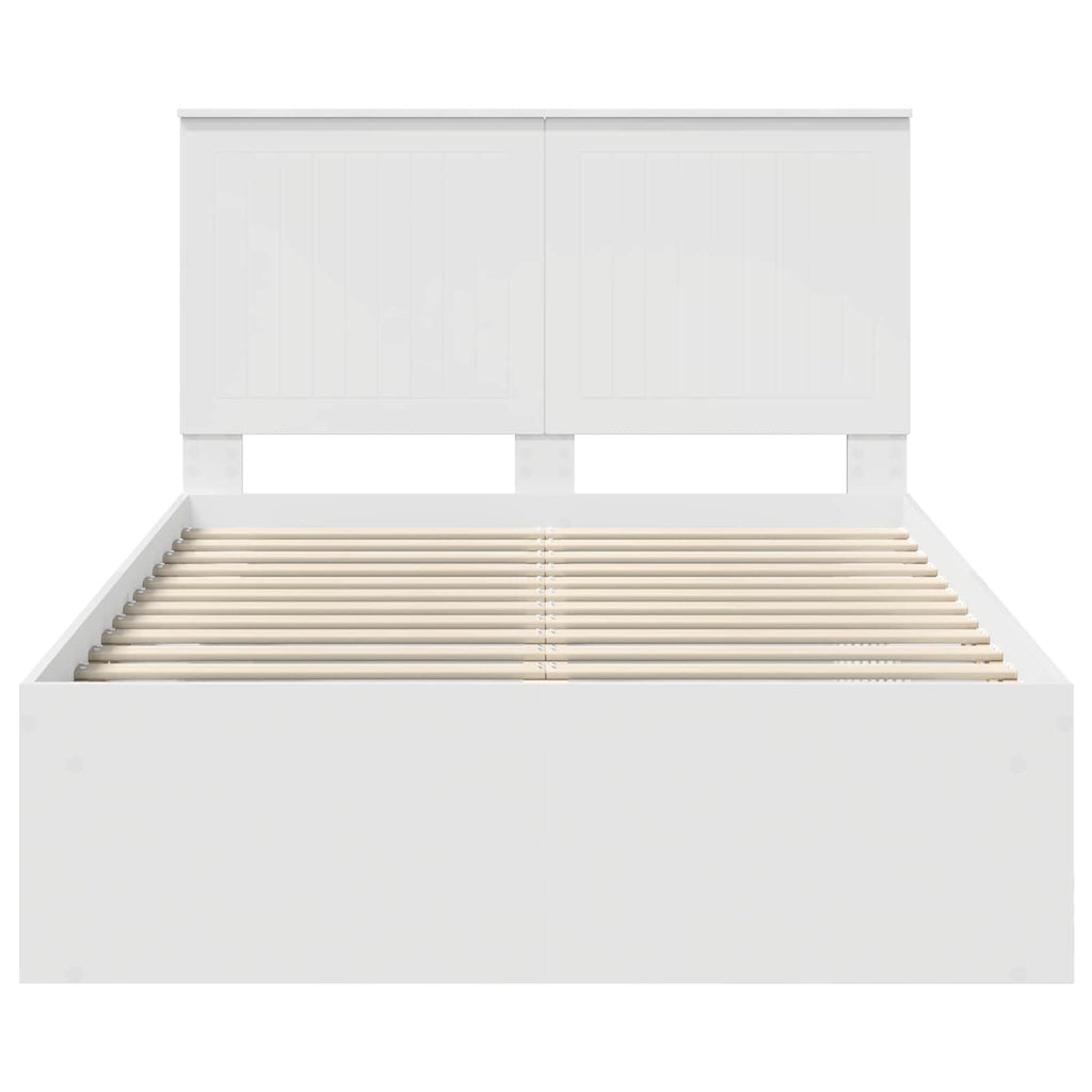 vidaXL Ramka łóżka Z zagłówkiem Biały 120 x 200 cm Lite drewno sosnowe