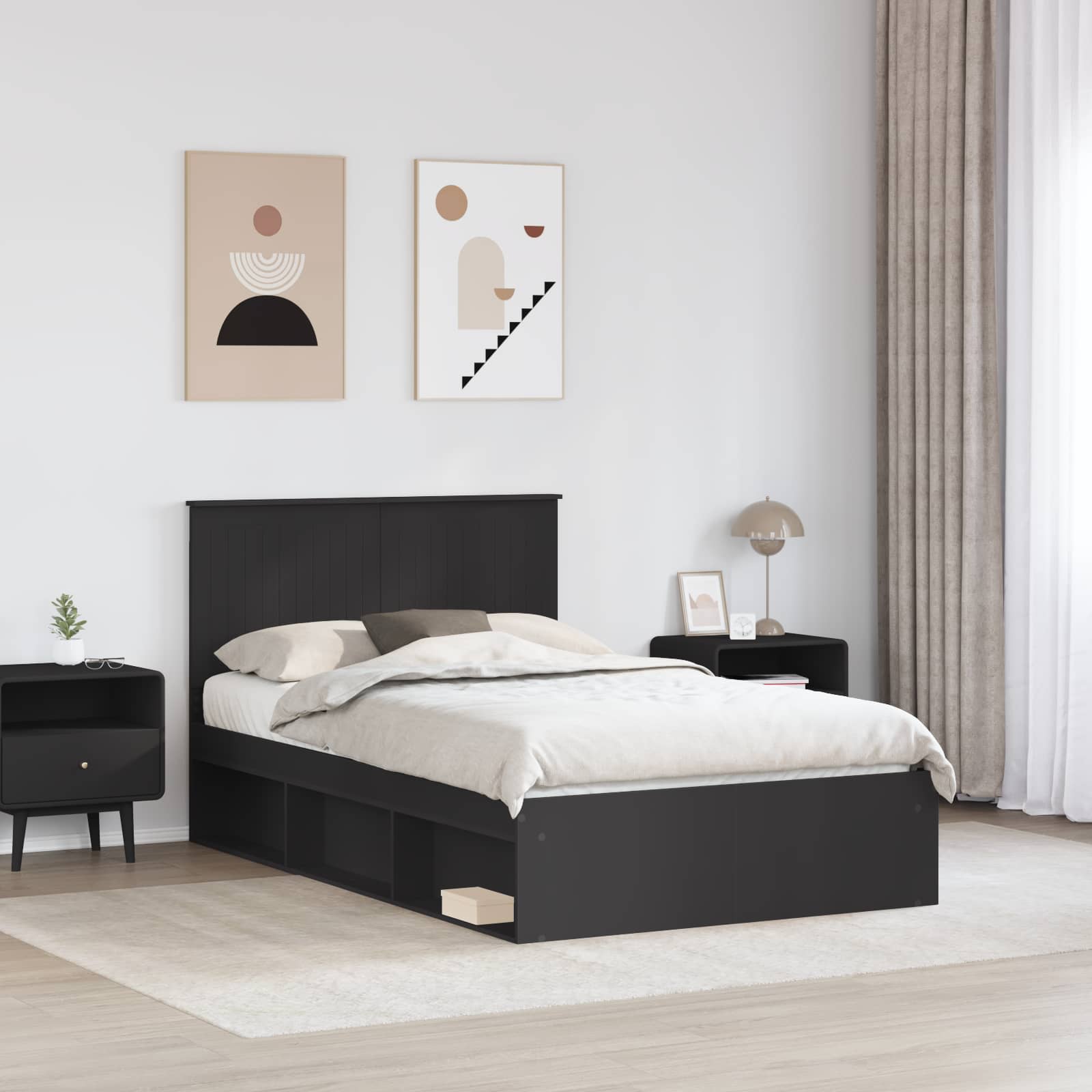 vidaXL Ramka łóżka Czarny 120 x 200 cm Lite drewno sosnowe