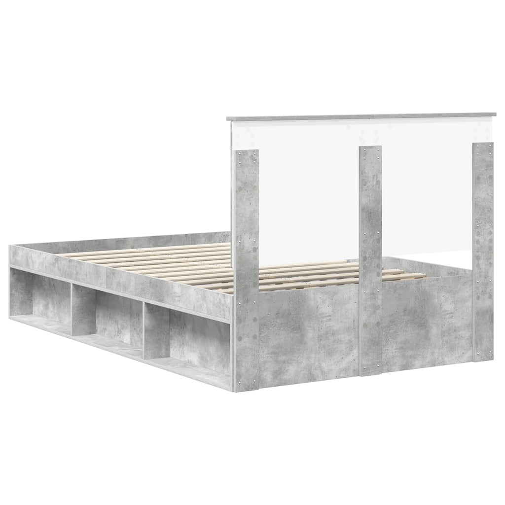 vidaXL Ramka łóżka Betonowy 120 x 200 cm Lite drewno sosnowe