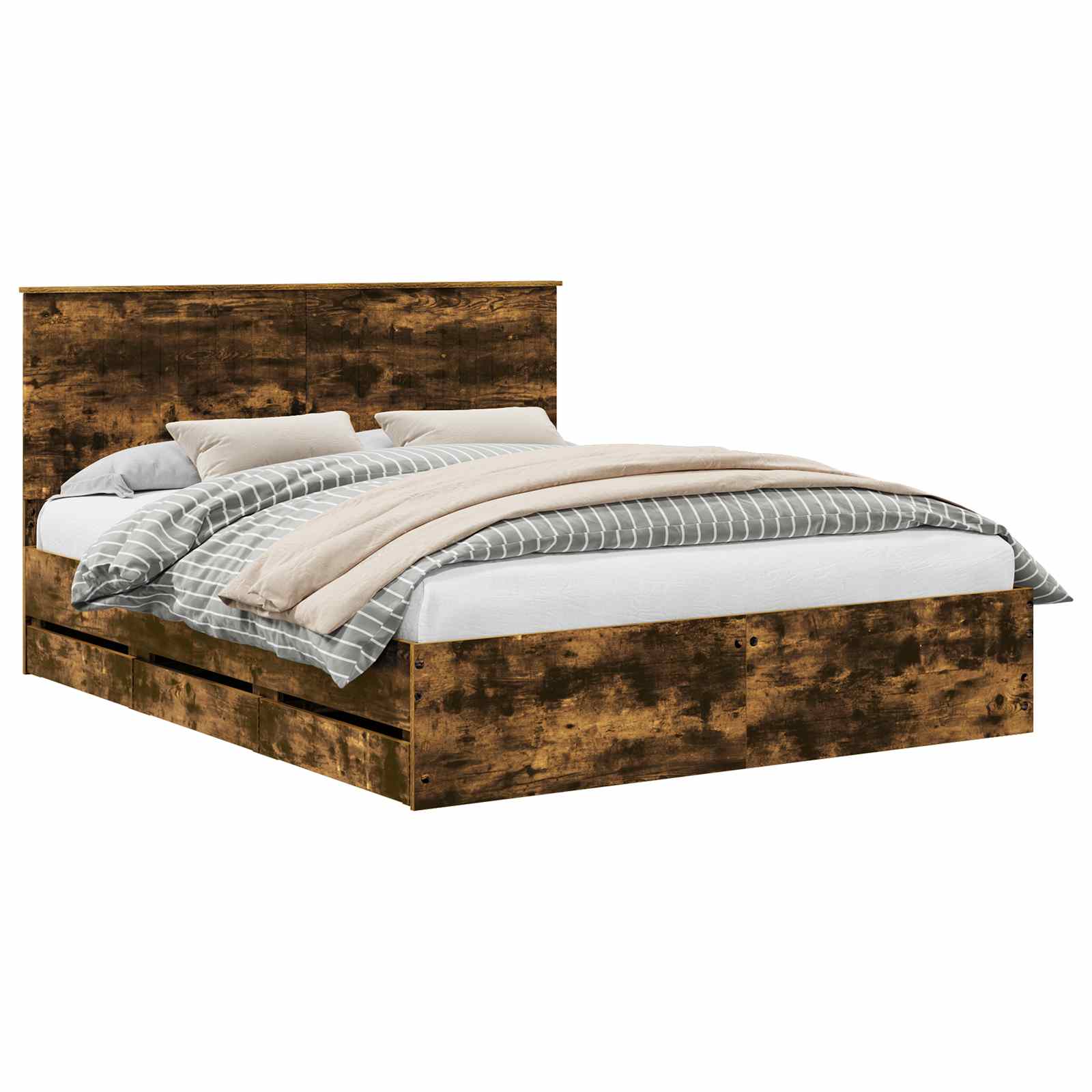 vidaXL Ramka łóżka Dąb wędzony 120 x 200 cm Lite drewno sosnowe