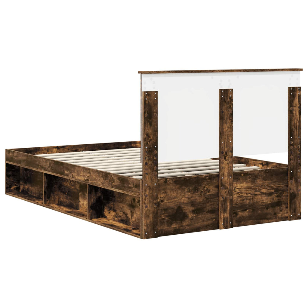 vidaXL Ramka łóżka Dąb wędzony 120 x 200 cm Lite drewno sosnowe