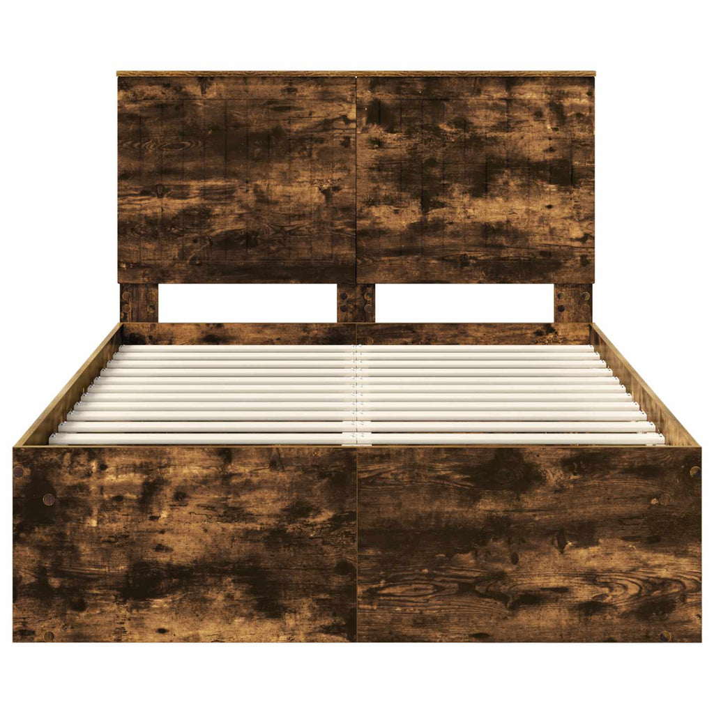 vidaXL Ramka łóżka Dąb wędzony 120 x 200 cm Lite drewno sosnowe