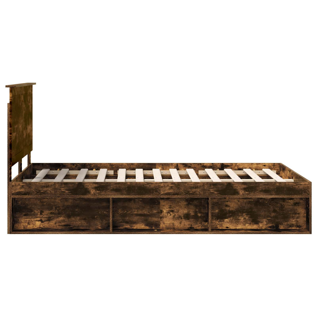 vidaXL Ramka łóżka Dąb wędzony 120 x 200 cm Lite drewno sosnowe