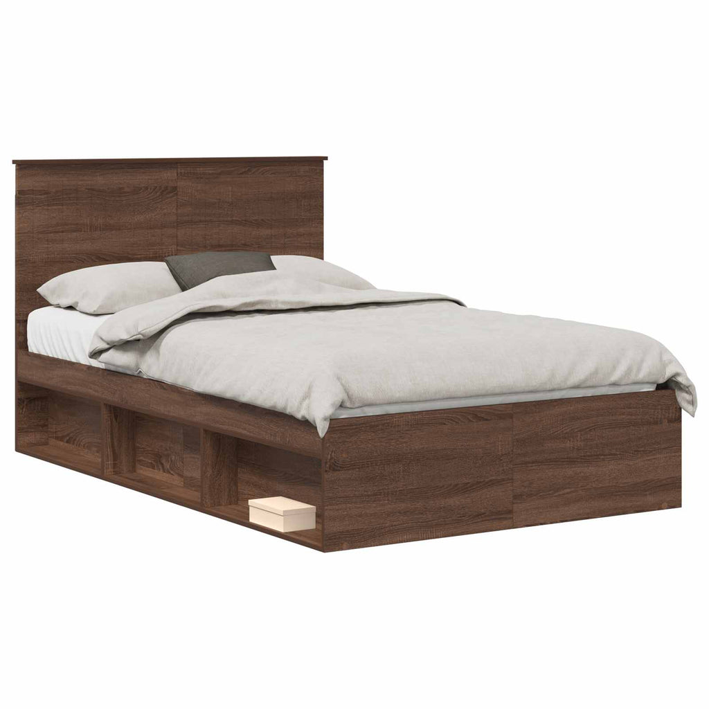vidaXL Ramka łóżka Brązowy dąb 120 x 200 cm Lite drewno sosnowe