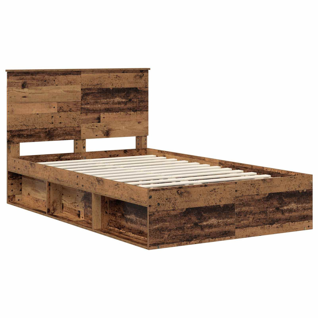 vidaXL Ramka łóżka Stare drewno 120 x 200 cm Lite drewno sosnowe