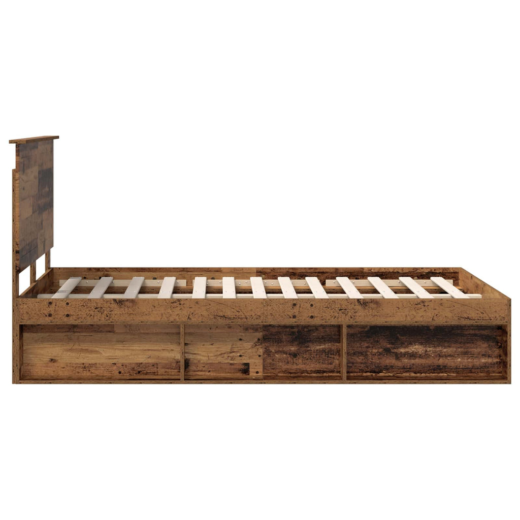 vidaXL Ramka łóżka Stare drewno 120 x 200 cm Lite drewno sosnowe