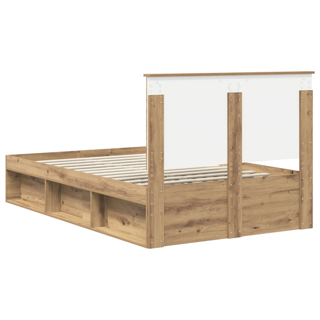 vidaXL Ramka łóżka Dąb rzemieślniczy 120 x 200 cm Lite drewno sosnowe