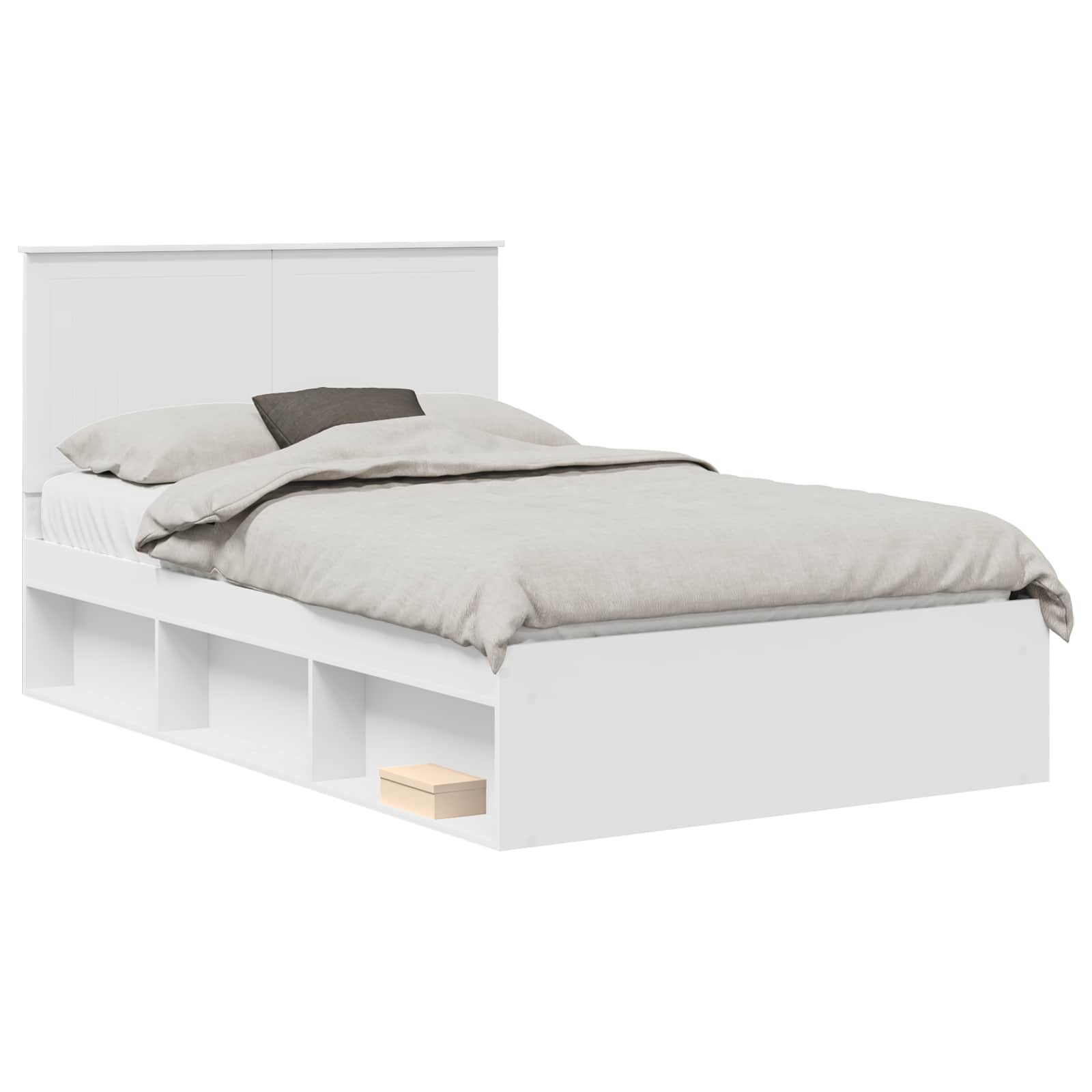 vidaXL Ramka łóżka Z zagłówkiem Biały 120 x 190 cm Lite drewno sosnowe