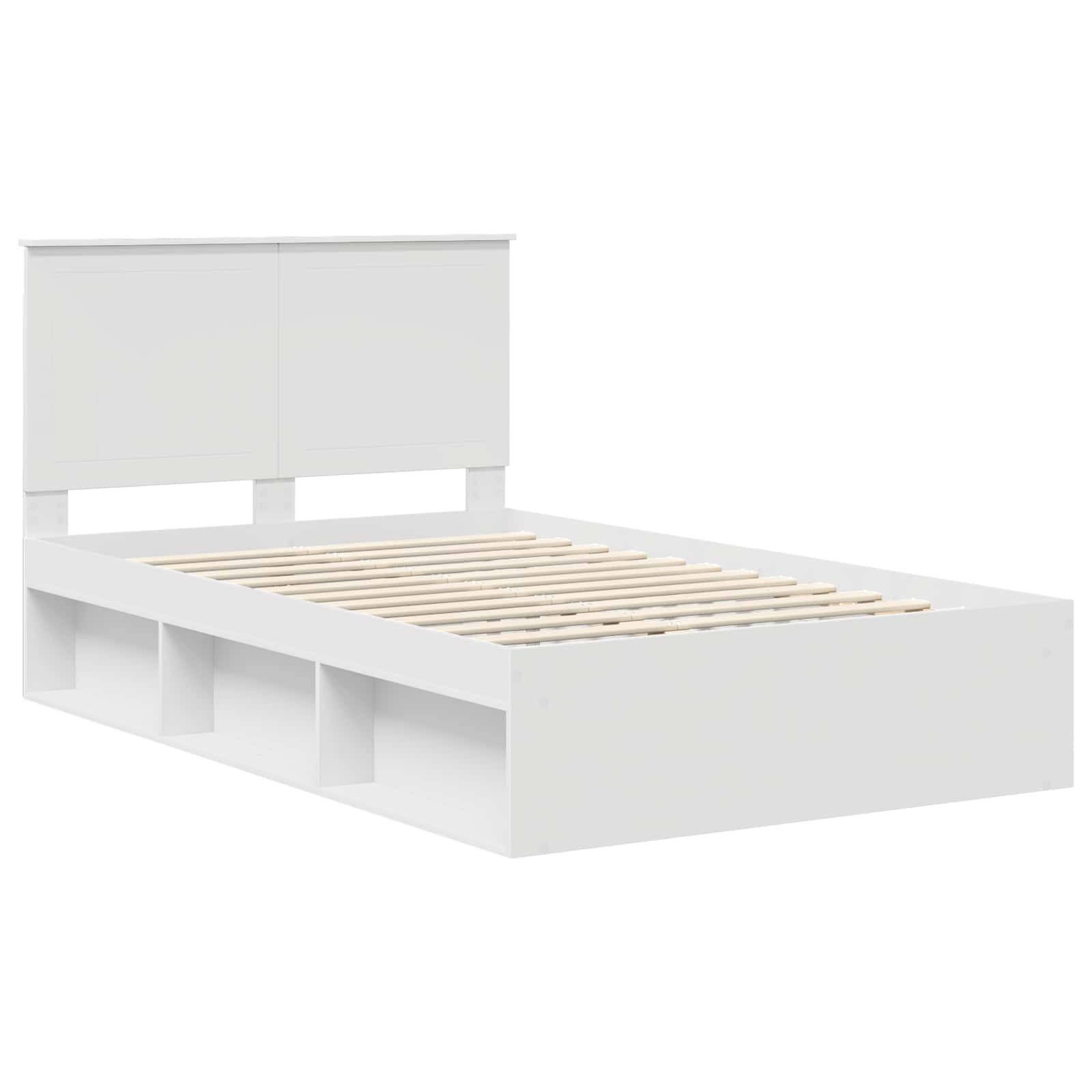 vidaXL Ramka łóżka Z zagłówkiem Biały 120 x 190 cm Lite drewno sosnowe