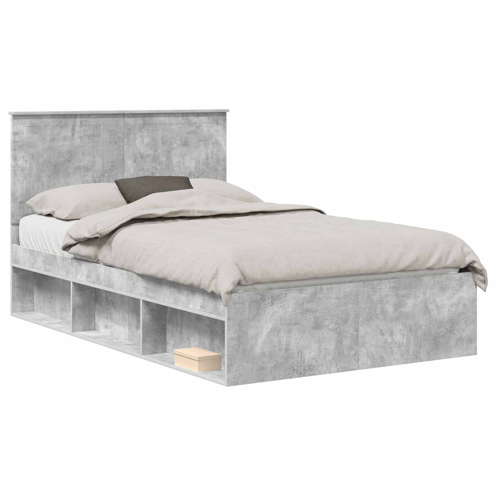 vidaXL Ramka łóżka Betonowy 120 x 190 cm Lite drewno sosnowe
