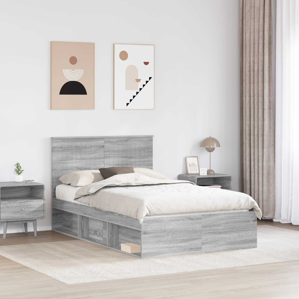 vidaXL Ramka łóżka Szary Sonoma 120 x 190 cm Lite drewno sosnowe