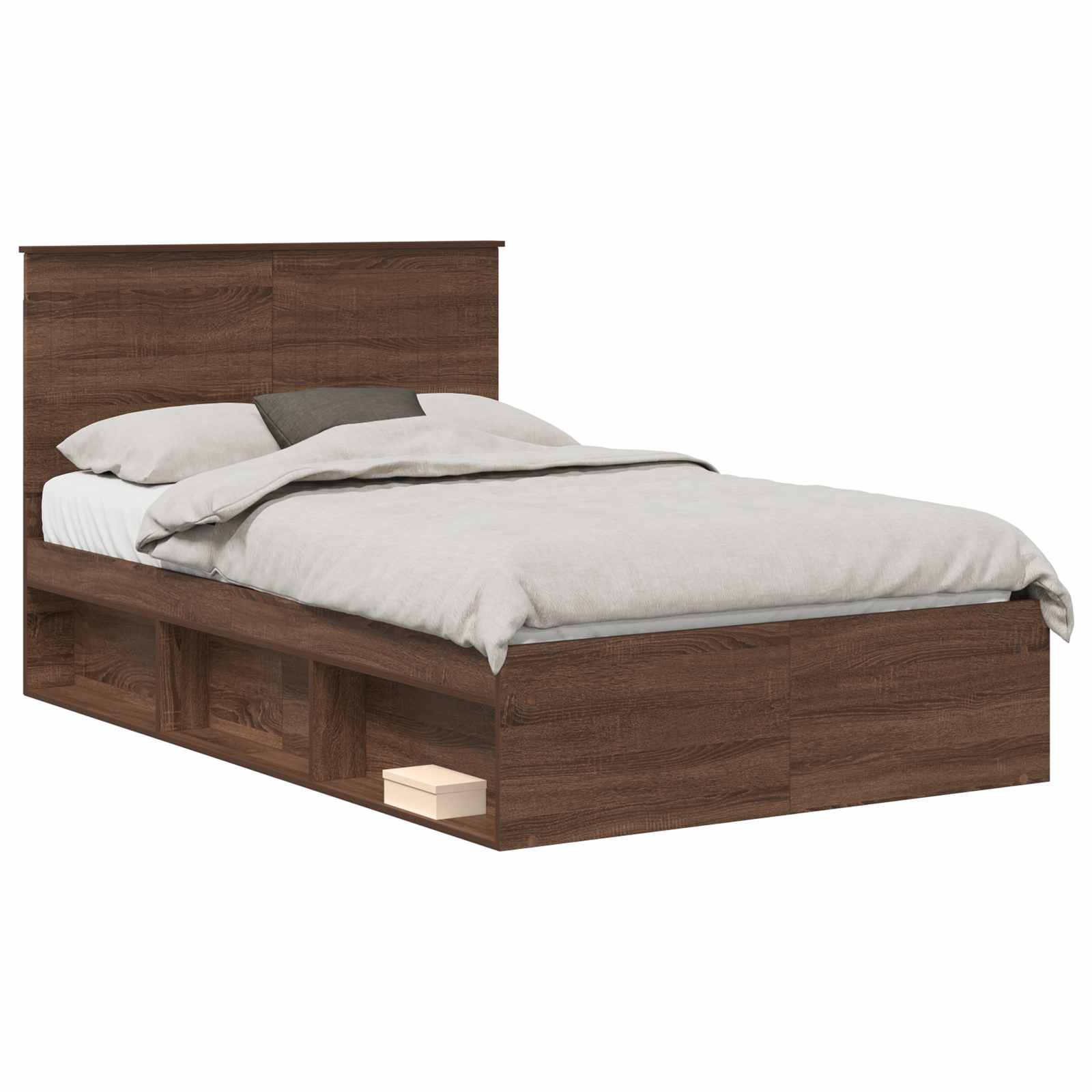 vidaXL Ramka łóżka Brązowy dąb 120 x 190 cm Lite drewno sosnowe