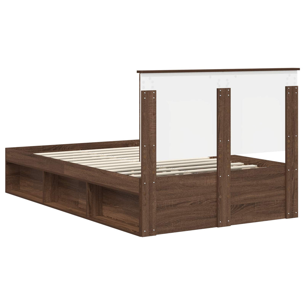 vidaXL Ramka łóżka Brązowy dąb 120 x 190 cm Lite drewno sosnowe