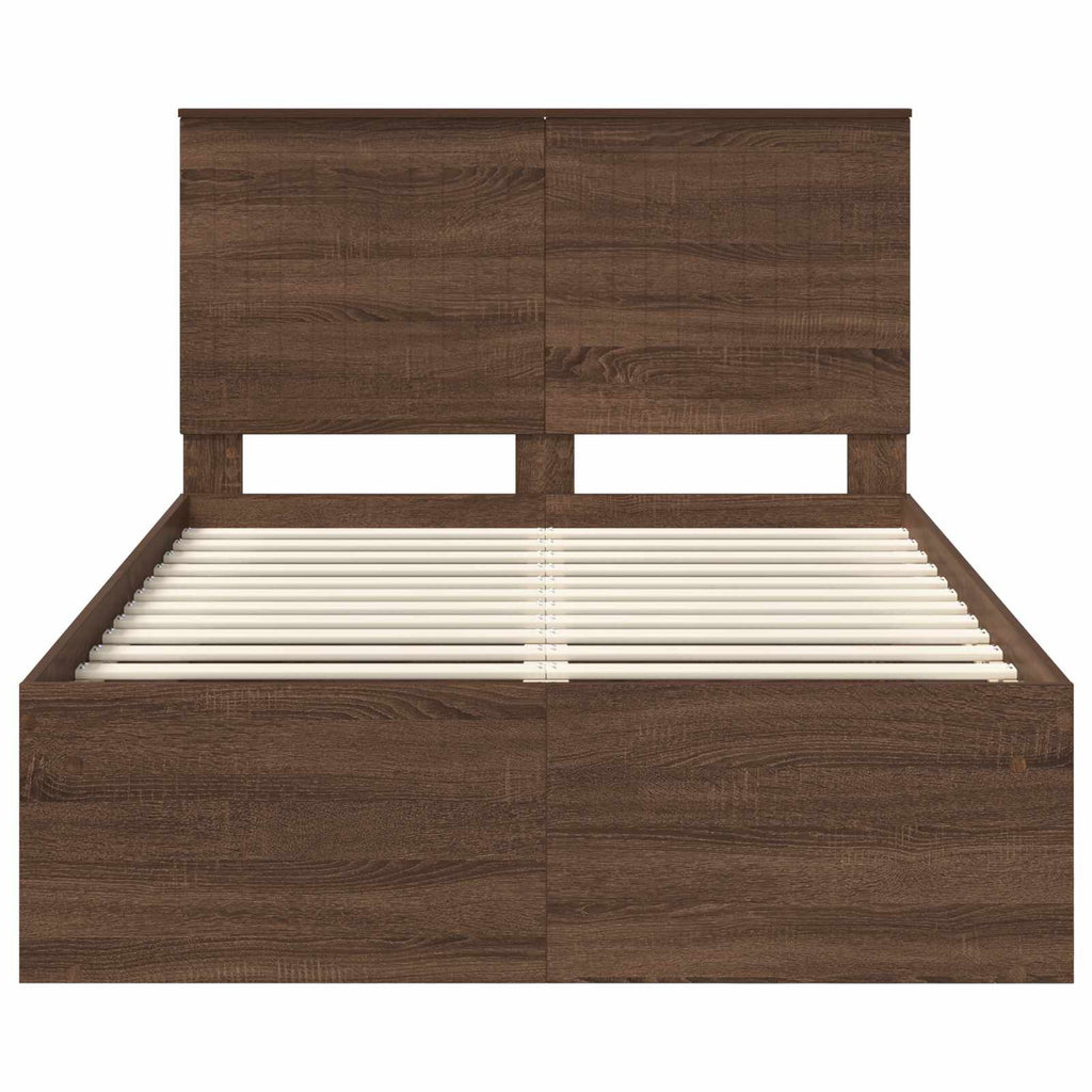 vidaXL Ramka łóżka Brązowy dąb 120 x 190 cm Lite drewno sosnowe